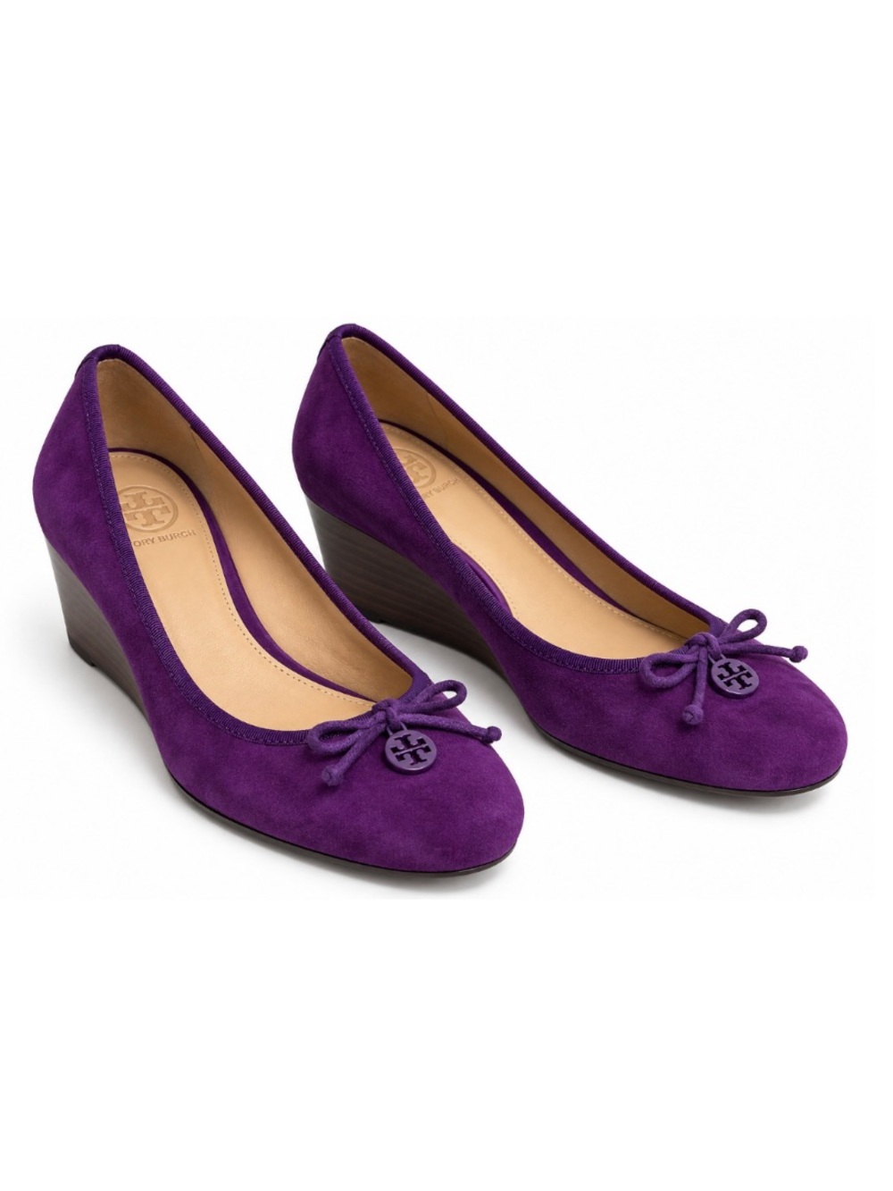 Tory Burch Chelsea Wedge Pumps in Purple Suede Sz 10.5M